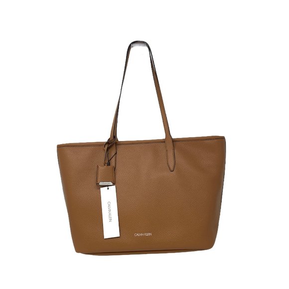 Calvin Klein Pebble Mid Tote Medium Bag Caramel Brown Women's Handbag H0DAZGD2 - Picture 2 of 6
